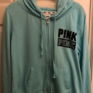 Sky blue PINK lightweight zip up hoodie